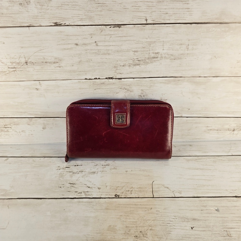Giani‎ Bernini Burgundy Genuine Leather Organizer Wallet Bifold Zip Around Wine